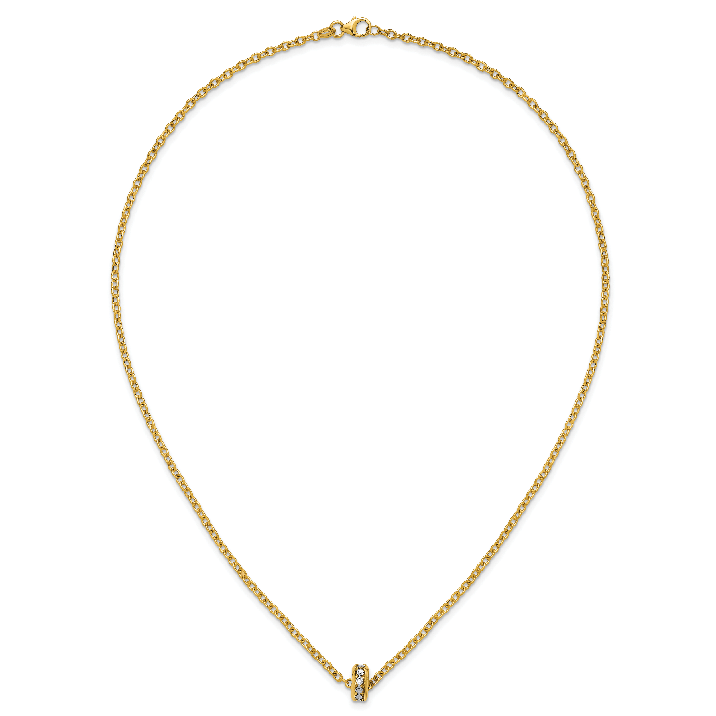 14K w/White Rhodium Polished Circle Pendant Necklace