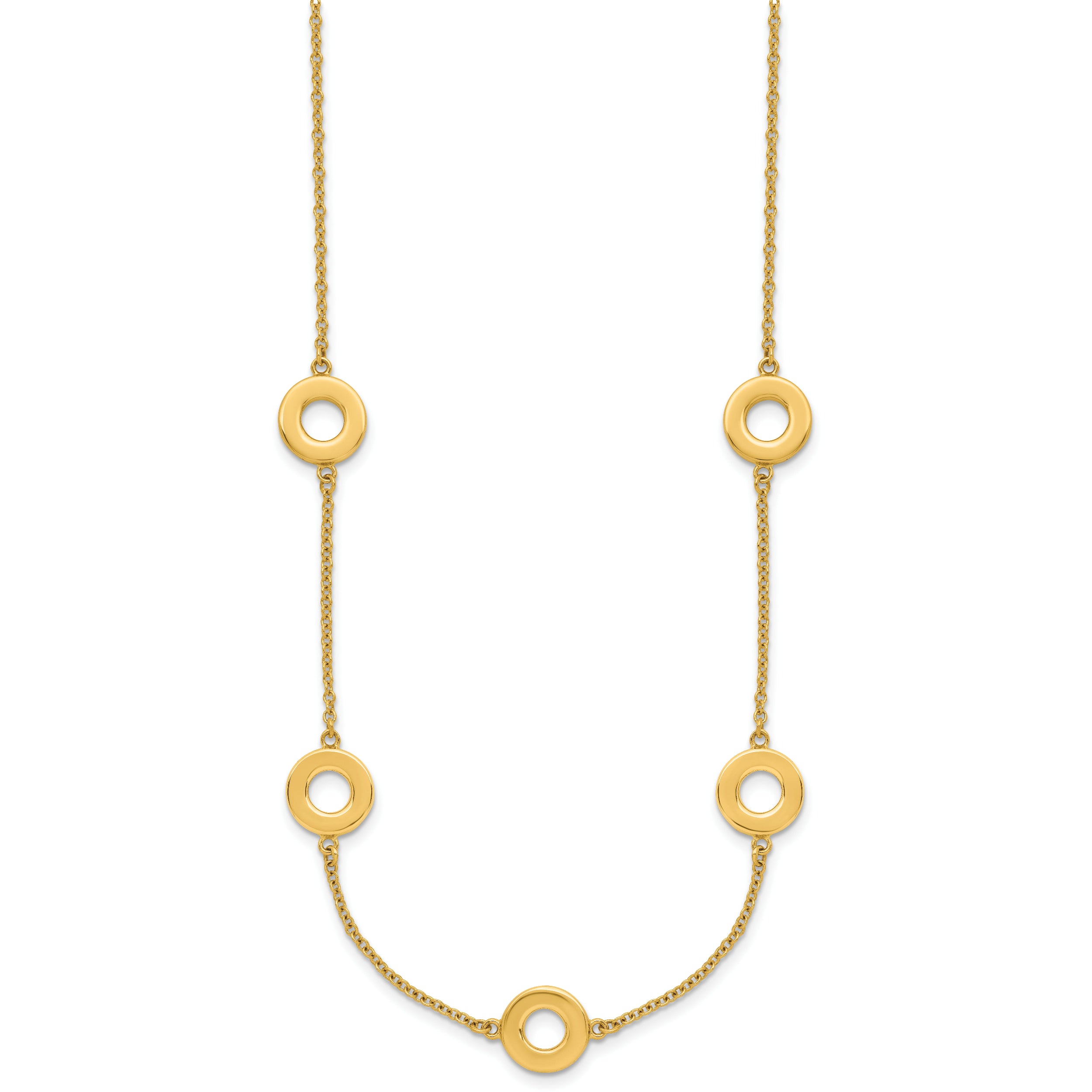 14K Polished Circle Station with 2in Ext. Necklace