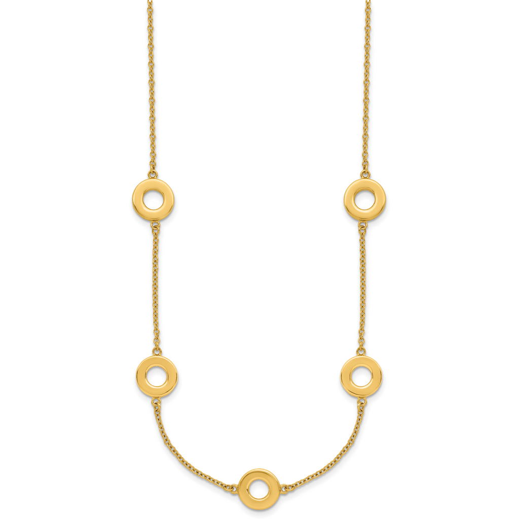 14K Polished Circle Station with 2in Ext. Necklace