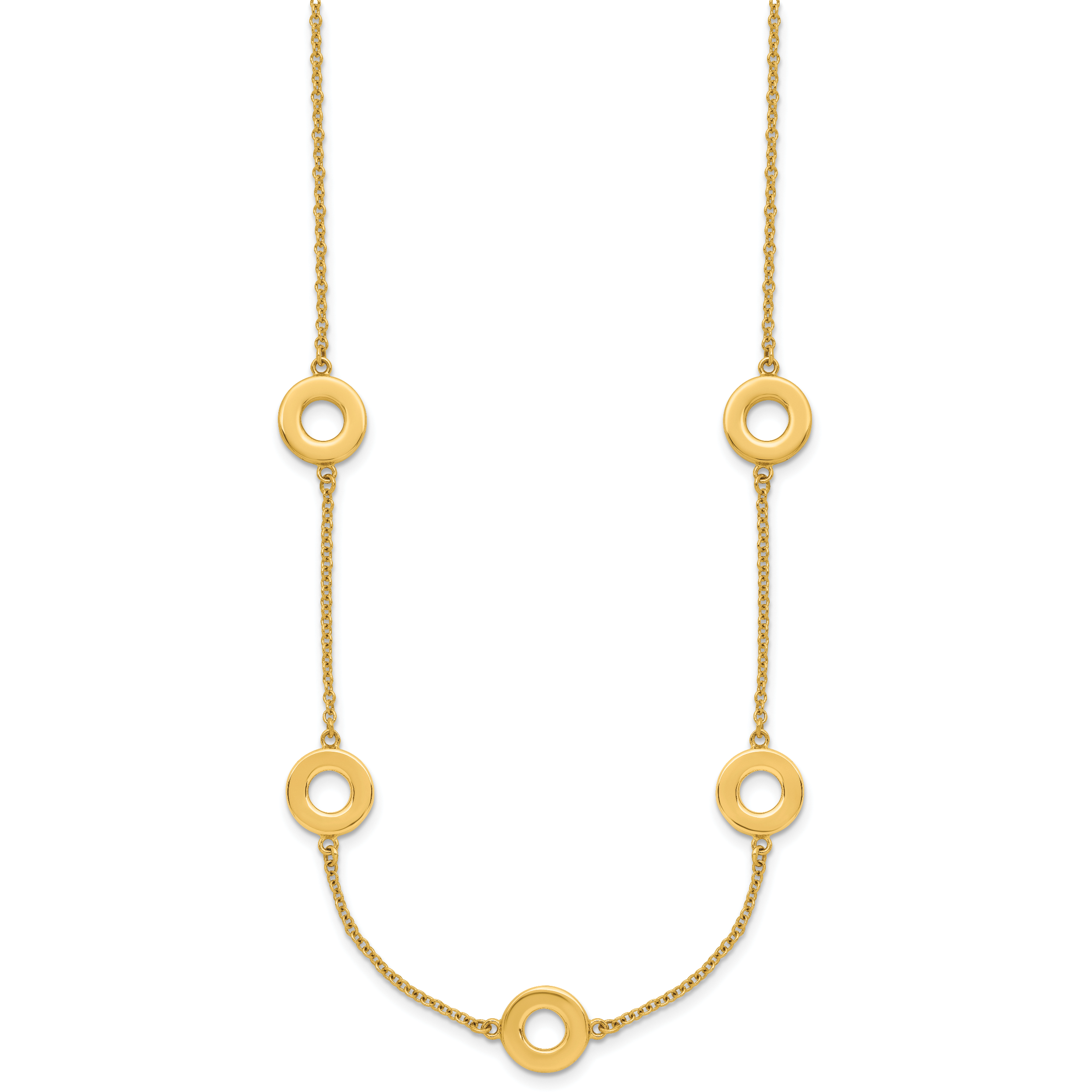 14K Polished Circle Station with 2in Ext. Necklace