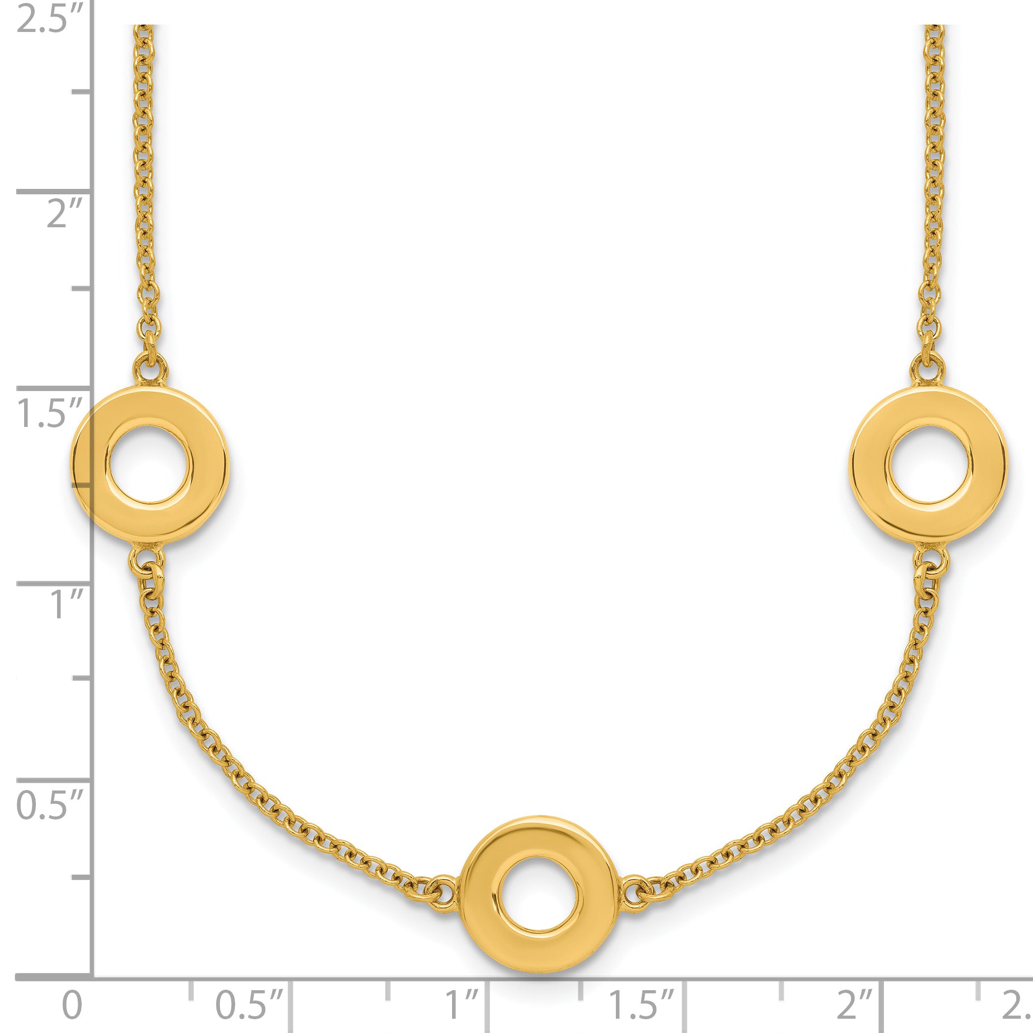 14K Polished Circle Station with 2in Ext. Necklace
