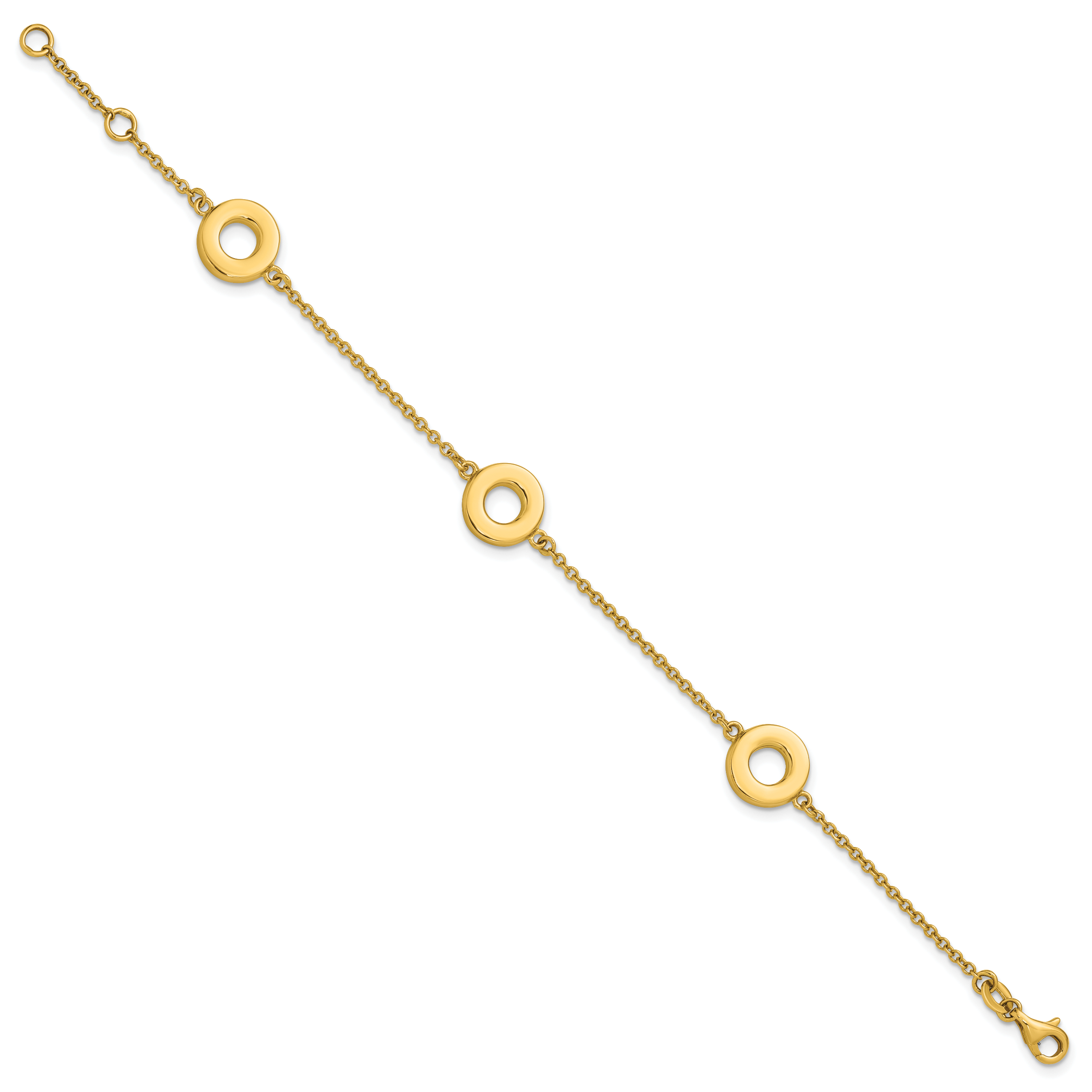 14K Polished Circle Station with .5in Ext. Bracelet Secondary image
