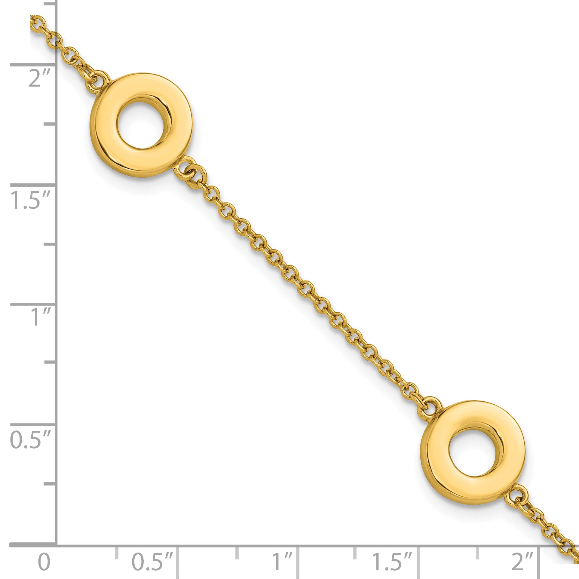 14K Polished Circle Station with .5in Ext. Bracelet