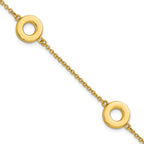 14K Polished Circle Station with .5in Ext. Bracelet