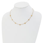 14K Polished and Satin Beaded Necklace