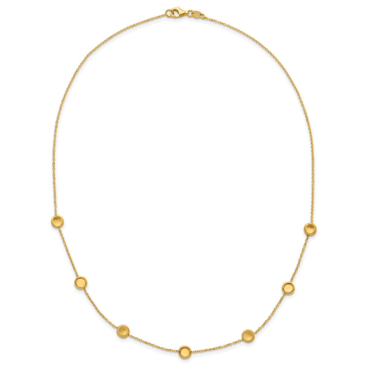 14K Polished and Satin Beaded Necklace