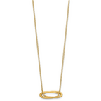 14K Polished and Brushed 2-Strand Fancy Oval w/2in Ext. Necklace