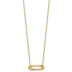 14K Polished and Brushed 2-Strand Fancy Oval w/2in Ext. Necklace
