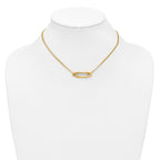 14K Polished and Brushed 2-Strand Fancy Oval w/2in Ext. Necklace