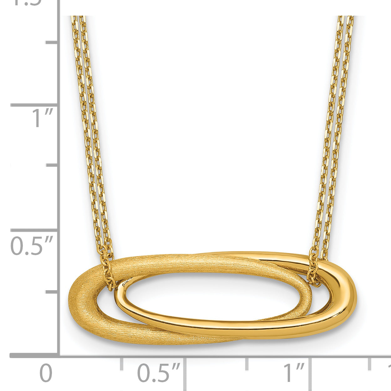 14K Polished and Brushed 2-Strand Fancy Oval w/2in Ext. Necklace
