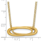 14K Polished and Brushed 2-Strand Fancy Oval w/2in Ext. Necklace