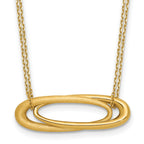 14K Polished and Brushed 2-Strand Fancy Oval w/2in Ext. Necklace