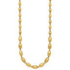 14K Polished and Brushed Oval Beaded Link Necklace