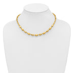 14K Polished and Brushed Oval Beaded Link Necklace