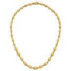 14K Polished and Brushed Oval Beaded Link Necklace