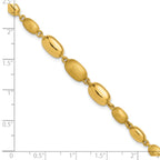 14K Polished and Brushed Oval Beaded Link Bracelet