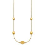 14K Polished Oval Textured w/.2in Ext. Fancy Necklace