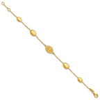 14K Polished Oval Textured w/.5in Ext. Fancy Bracelet
