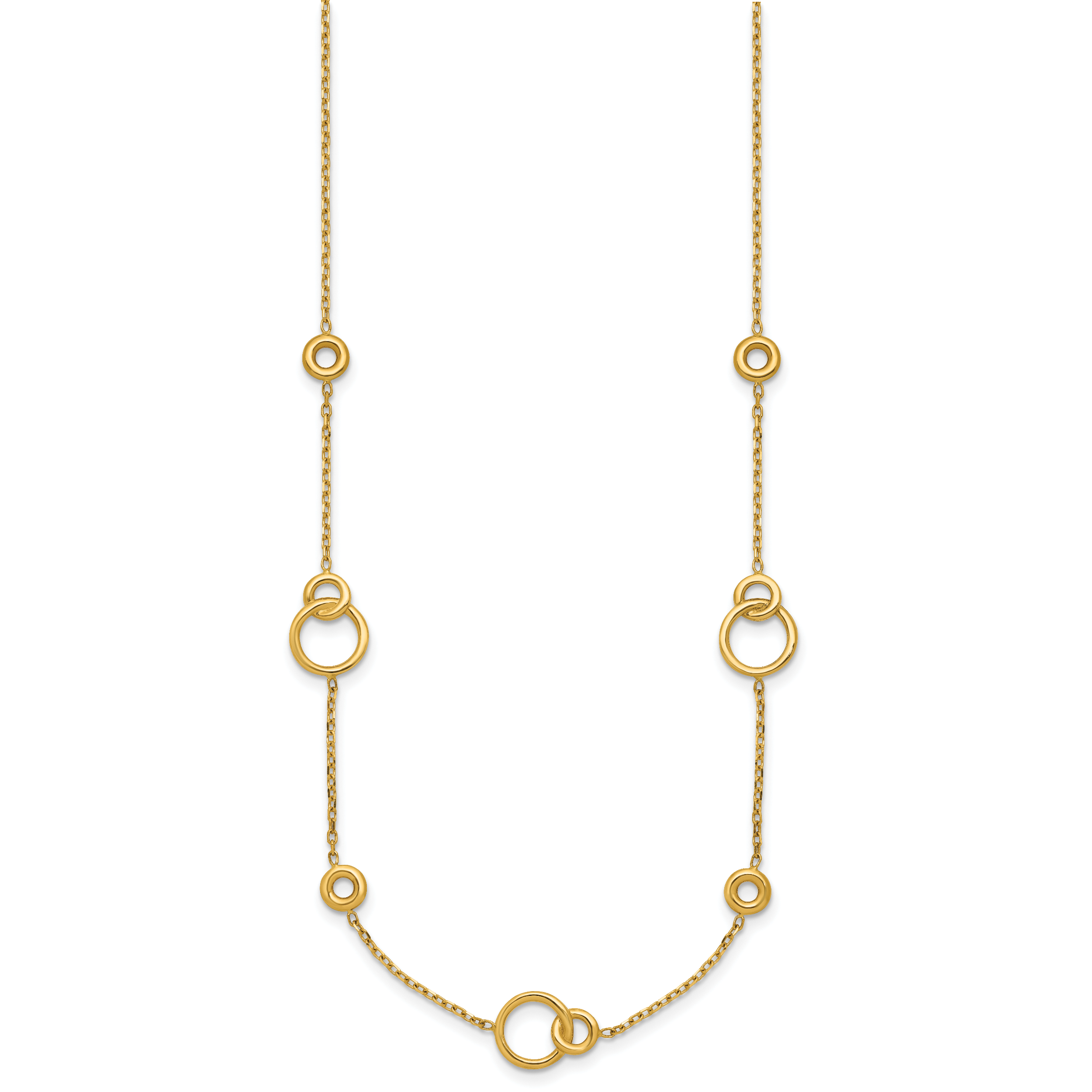 14K Polished Circle Station w/2in Ext. Necklace Secondary image