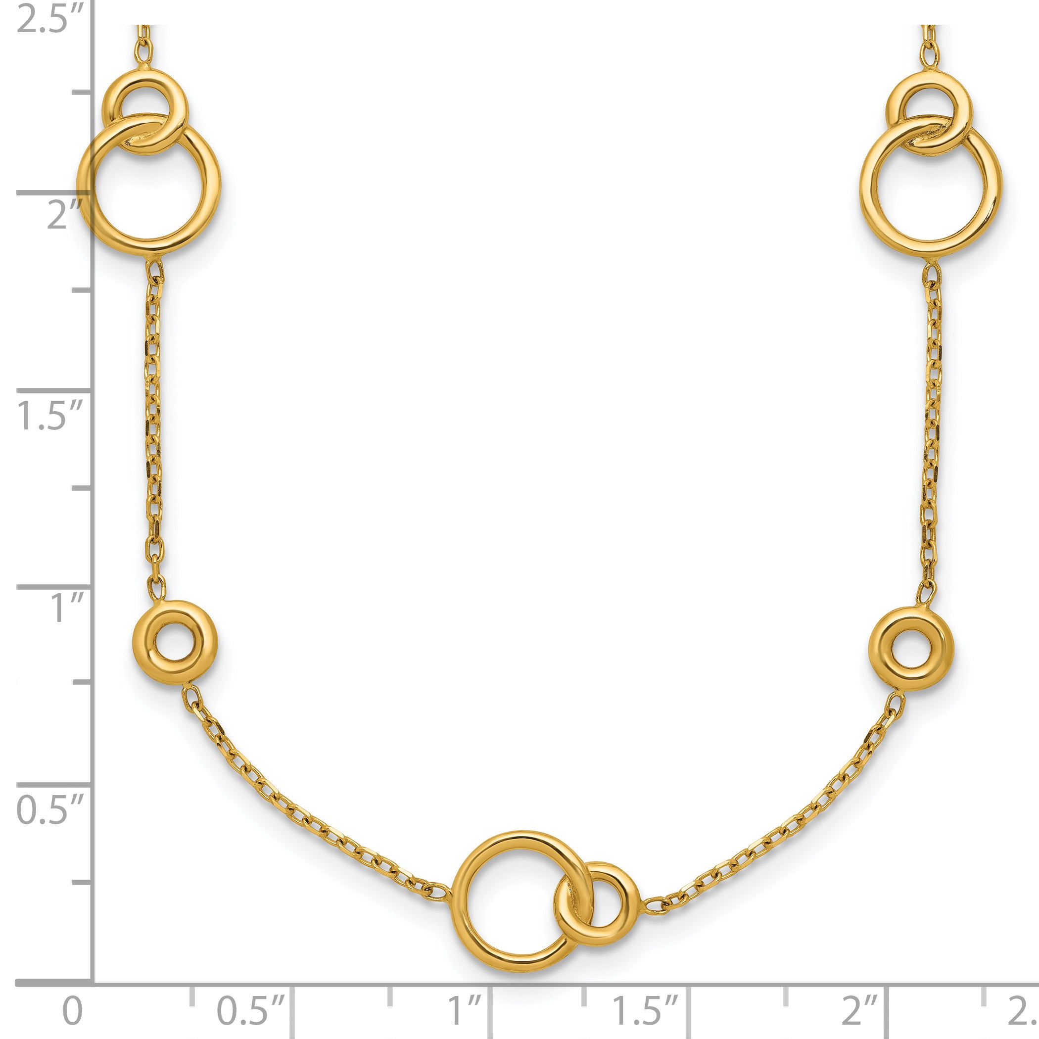14K Polished Circle Station w/2in Ext. Necklace