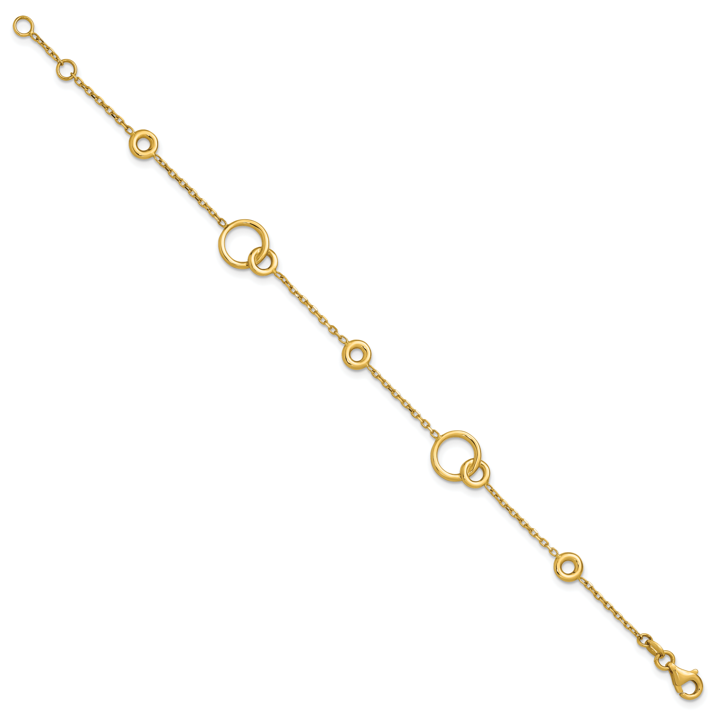 14K Polished Circle Station w/.5in Ext. Bracelet Secondary image