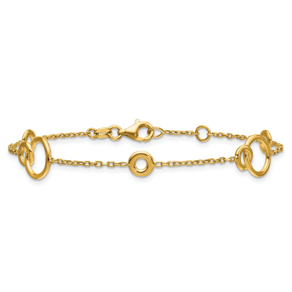 14K Polished Circle Station w/.5in Ext. Bracelet
