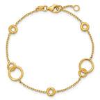 14K Polished Circle Station w/.5in Ext. Bracelet