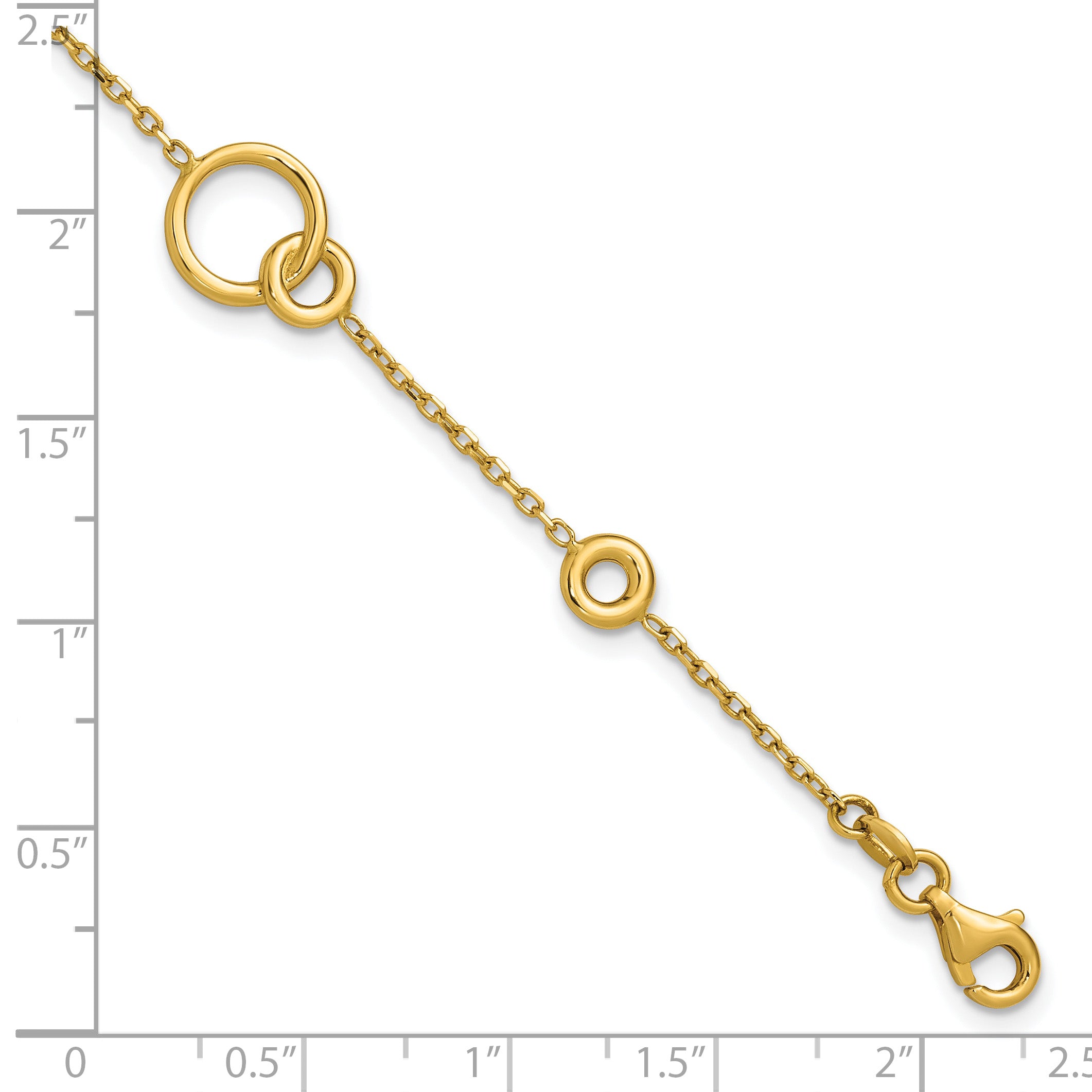 14K Polished Circle Station w/.5in Ext. Bracelet