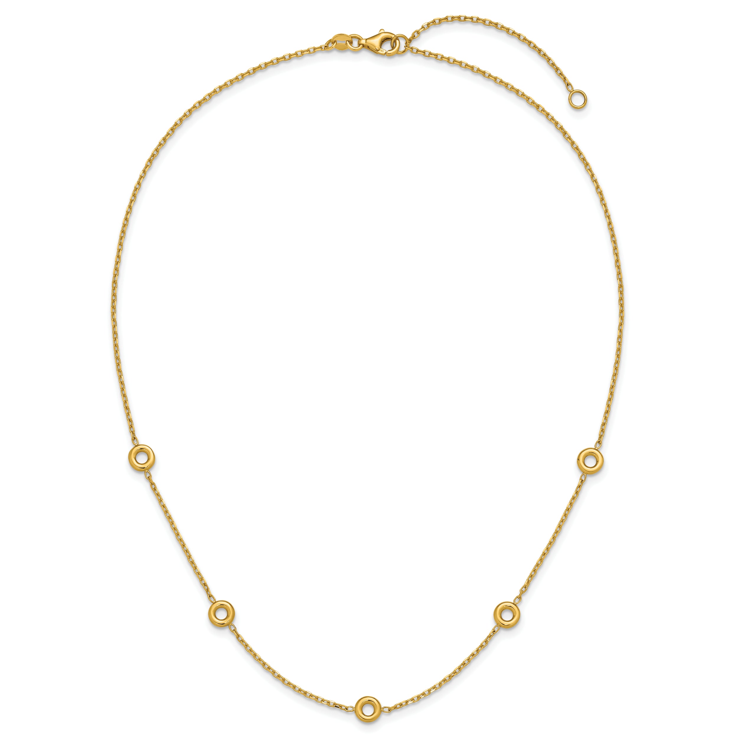 14K Polished Circle Station w/2in Ext. Necklace