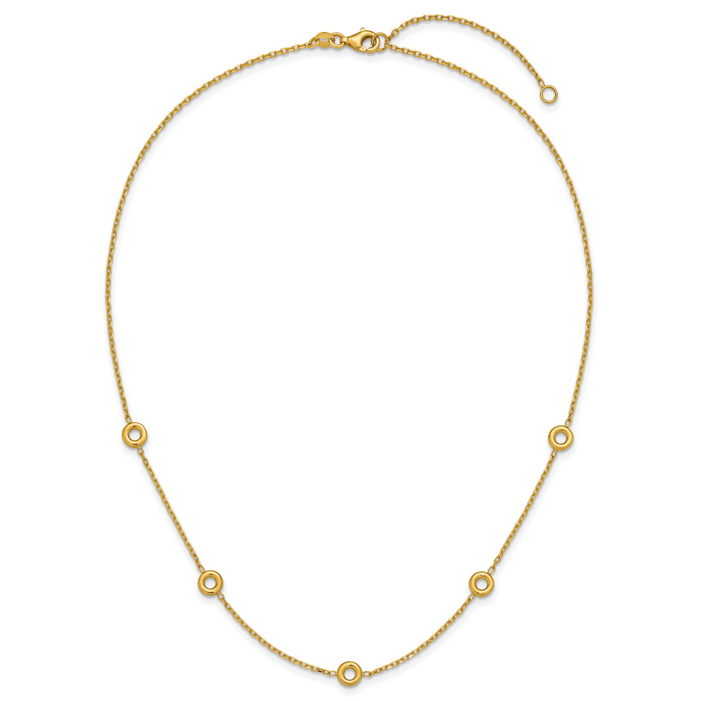 14K Polished Circle Station w/2in Ext. Necklace