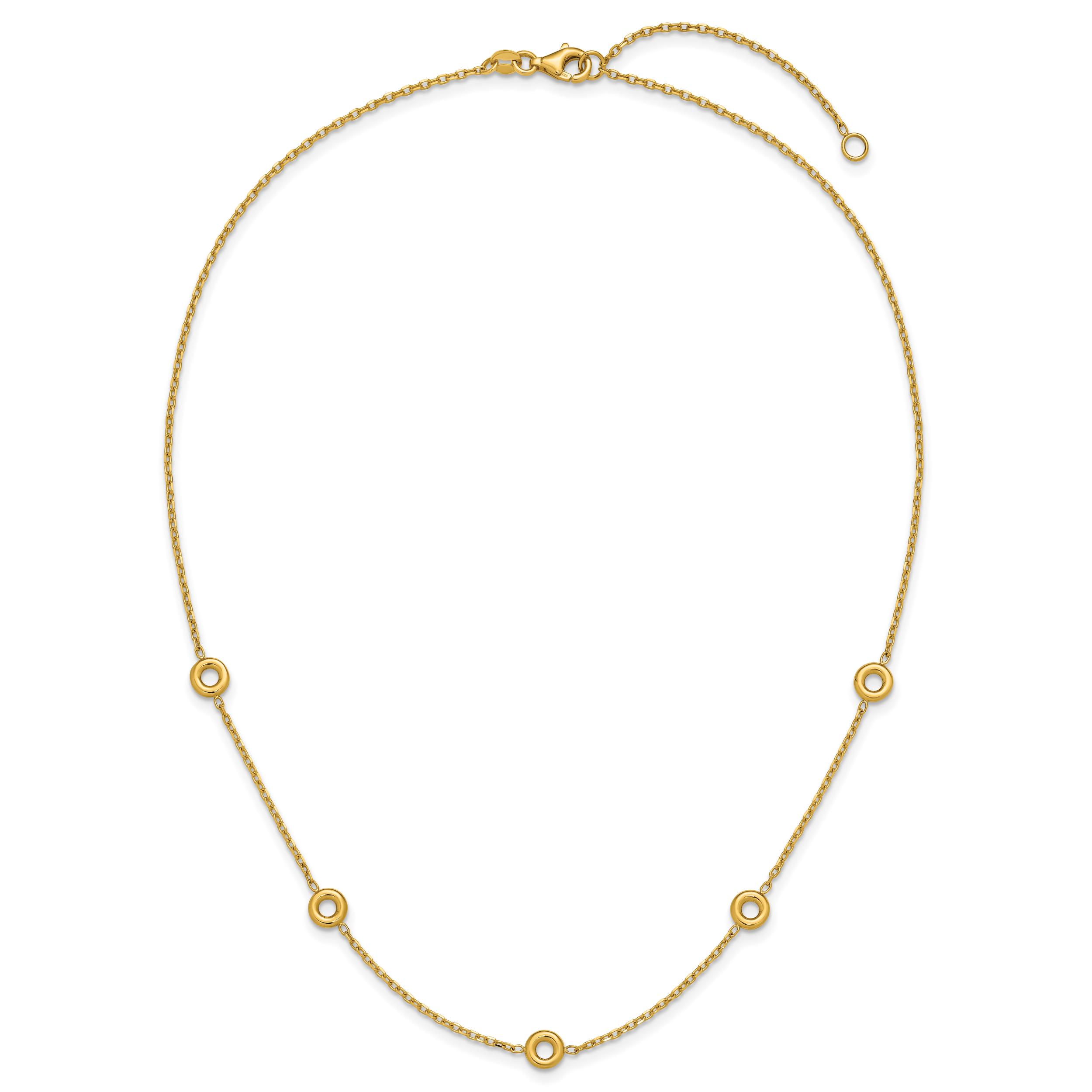 14K Polished Circle Station w/2in Ext. Necklace