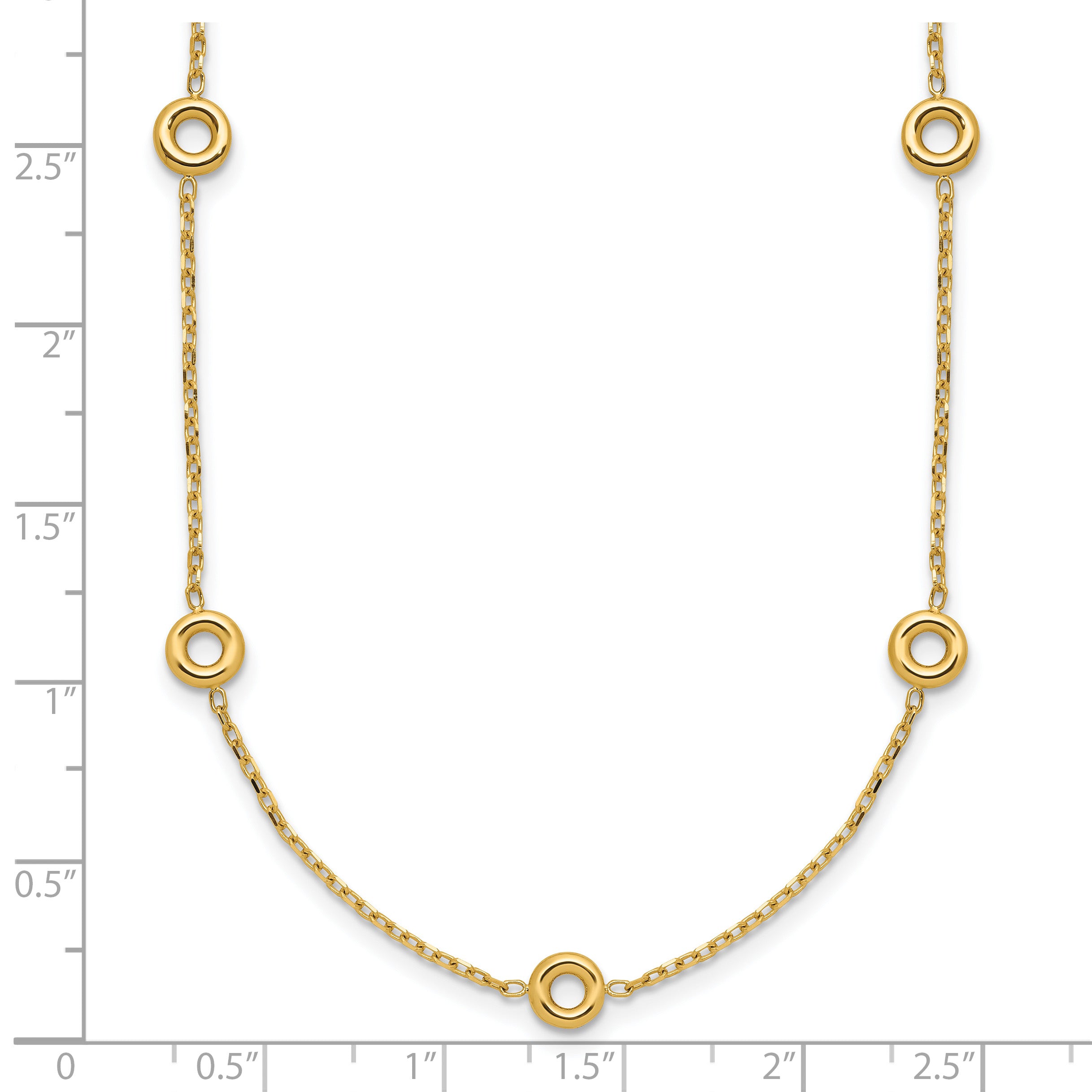 14K Polished Circle Station w/2in Ext. Necklace