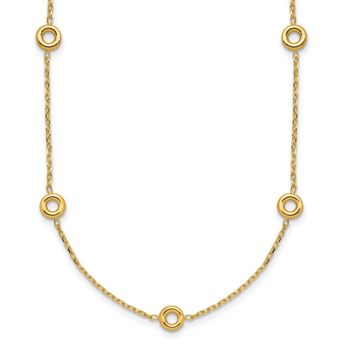 Circle Station Chain in 14K Yellow Gold, 1.3mm, 16 Inch - Sophia Jewelers Main image