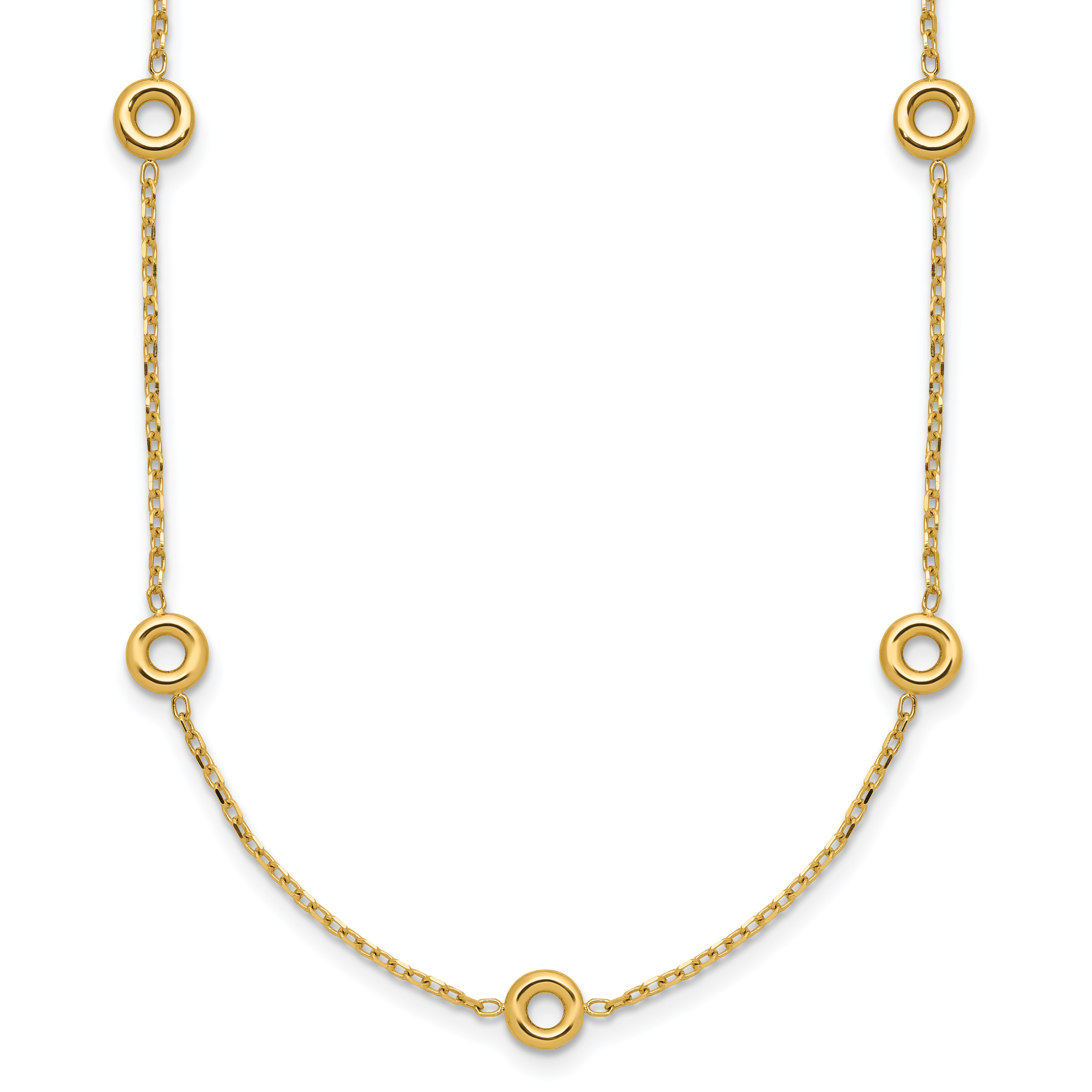 14K Polished Circle Station w/2in Ext. Necklace Main image