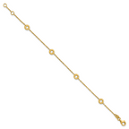 14K Polished Circle Station w/.5in Ext. Bracelet