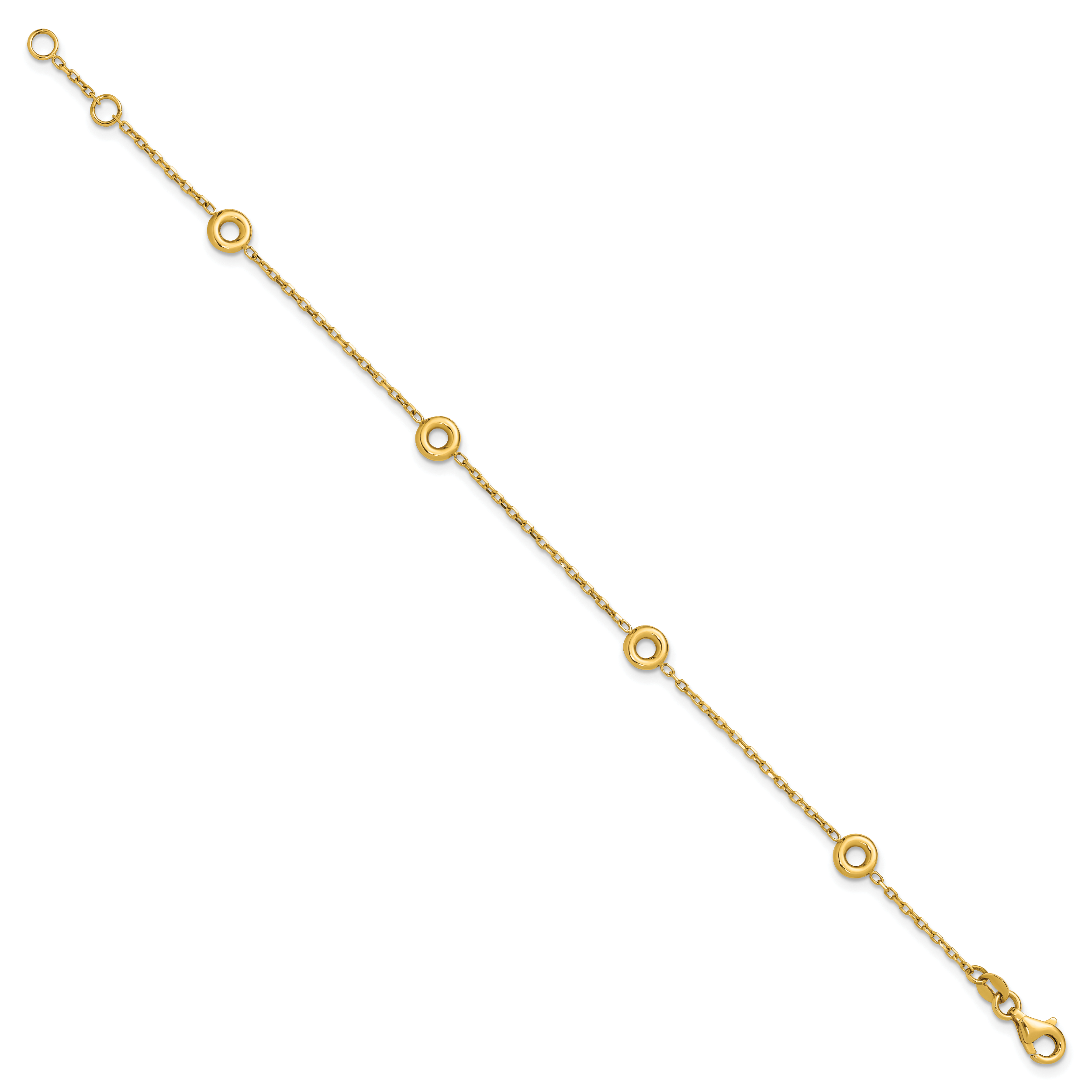 14K Polished Circle Station w/.5in Ext. Bracelet
