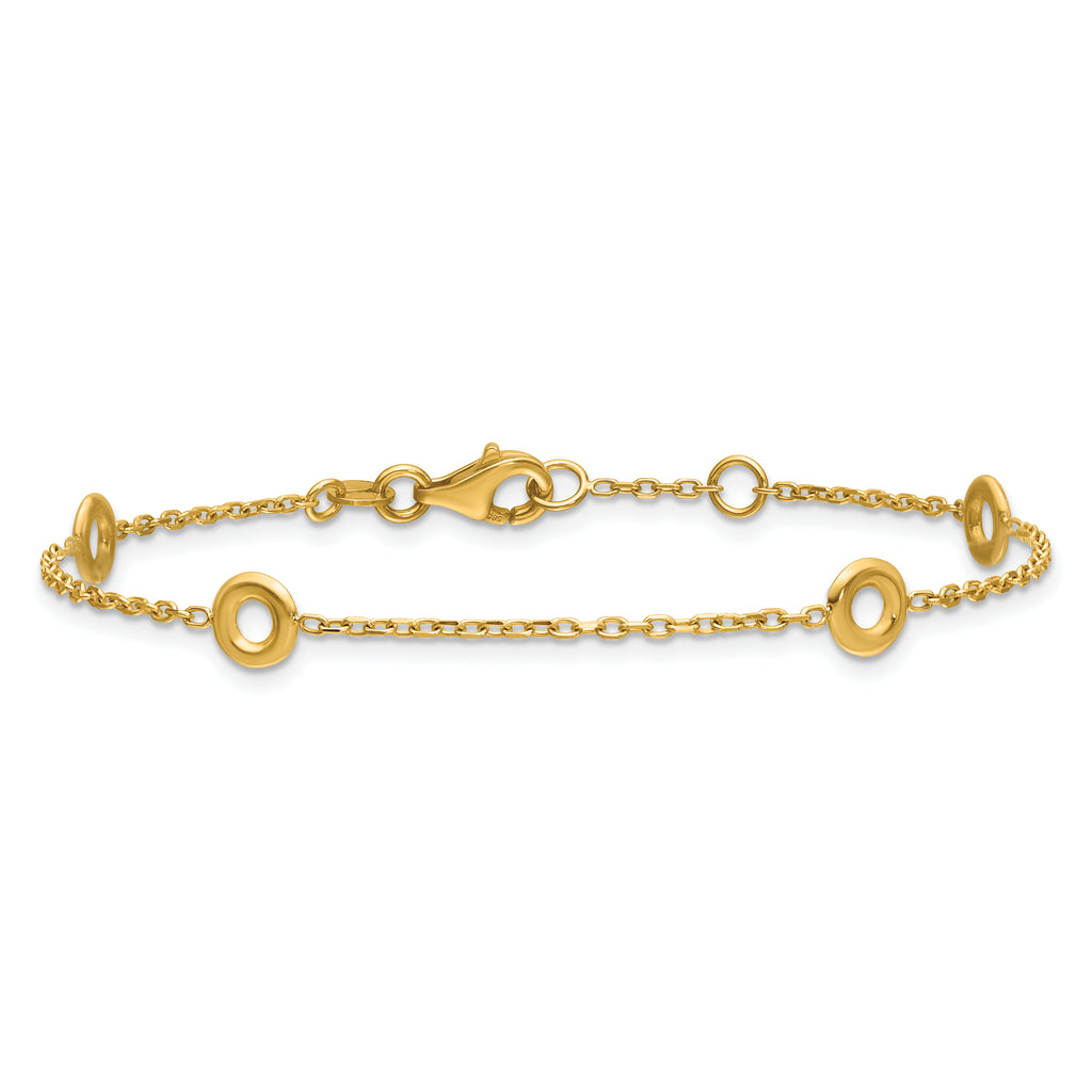 14K Polished Circle Station w/.5in Ext. Bracelet