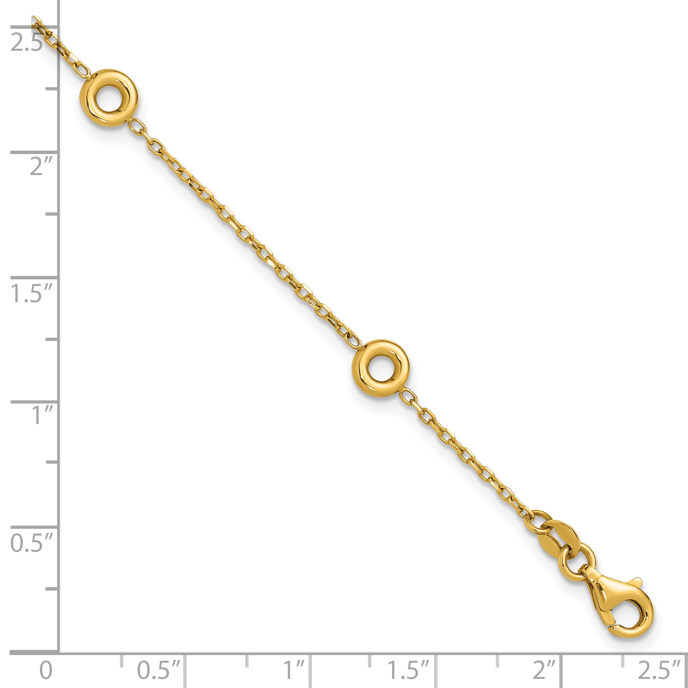 14K Polished Circle Station w/.5in Ext. Bracelet