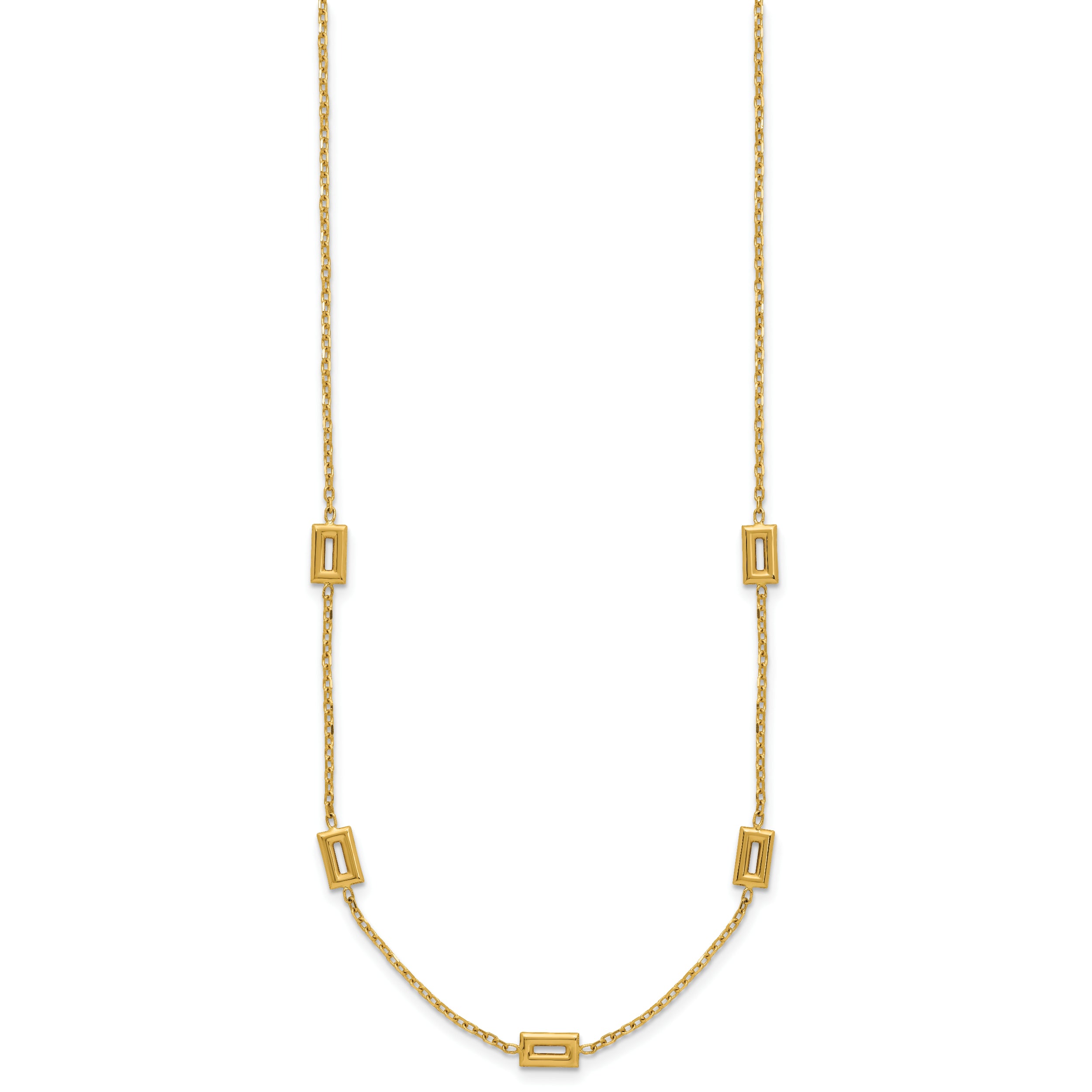14K Polished Rectangle Station w/2in Ext. Necklace