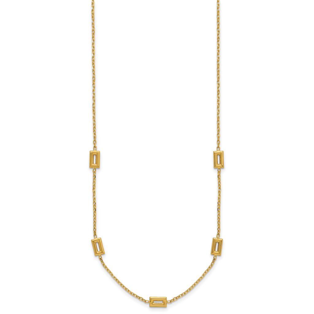 14K Polished Rectangle Station w/2in Ext. Necklace