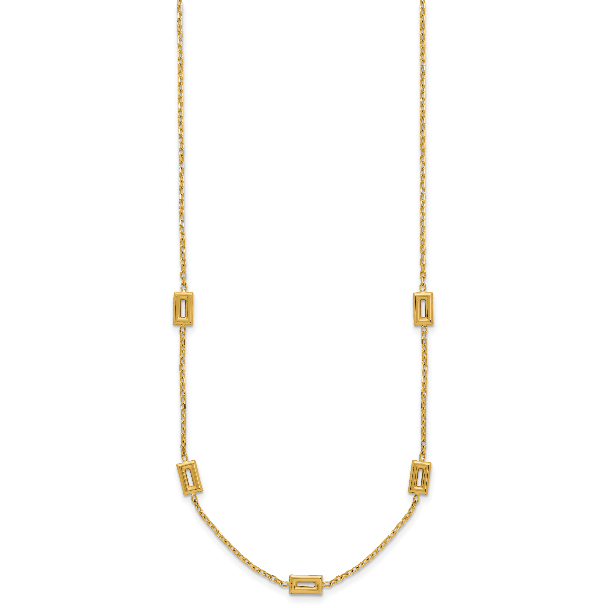 14K Polished Rectangle Station w/2in Ext. Necklace