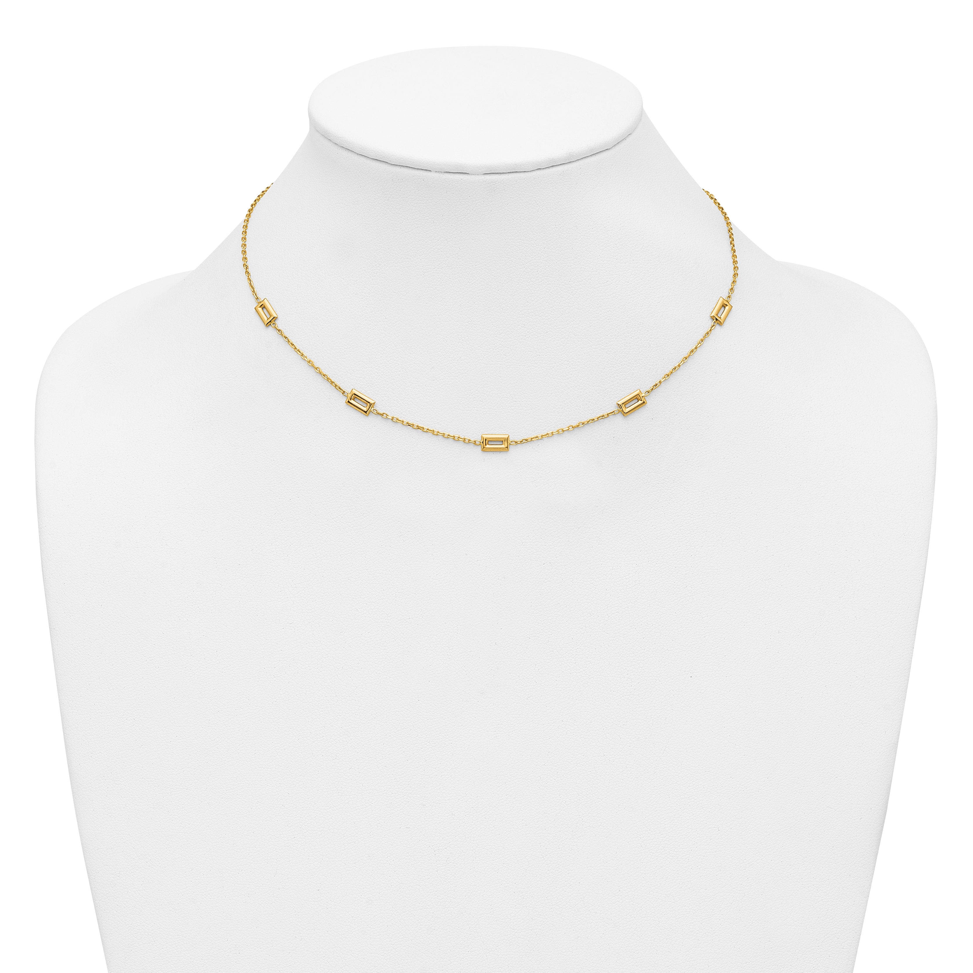 14K Polished Rectangle Station w/2in Ext. Necklace