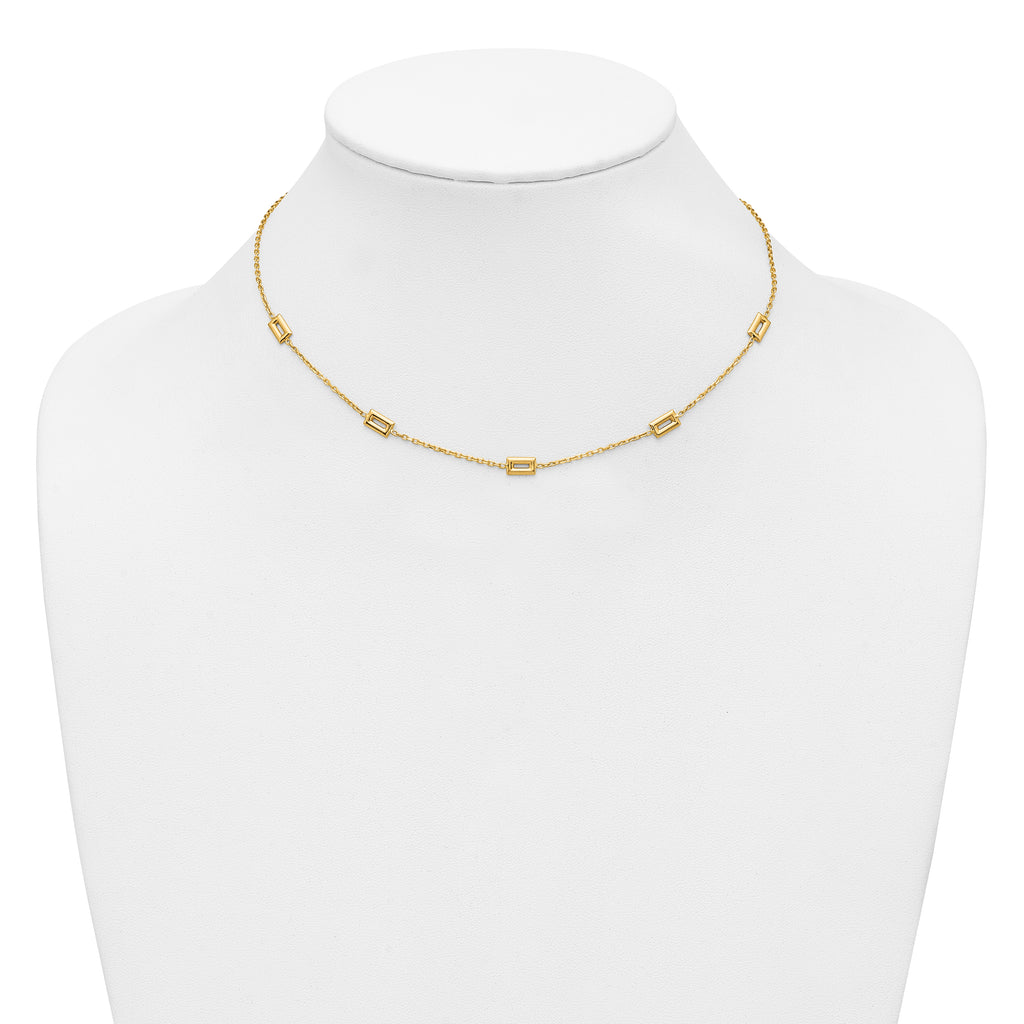 14K Polished Rectangle Station w/2in Ext. Necklace