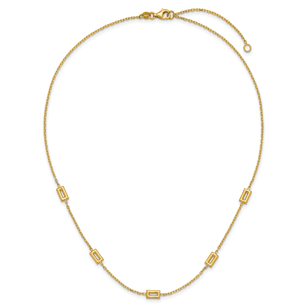 14K Polished Rectangle Station w/2in Ext. Necklace