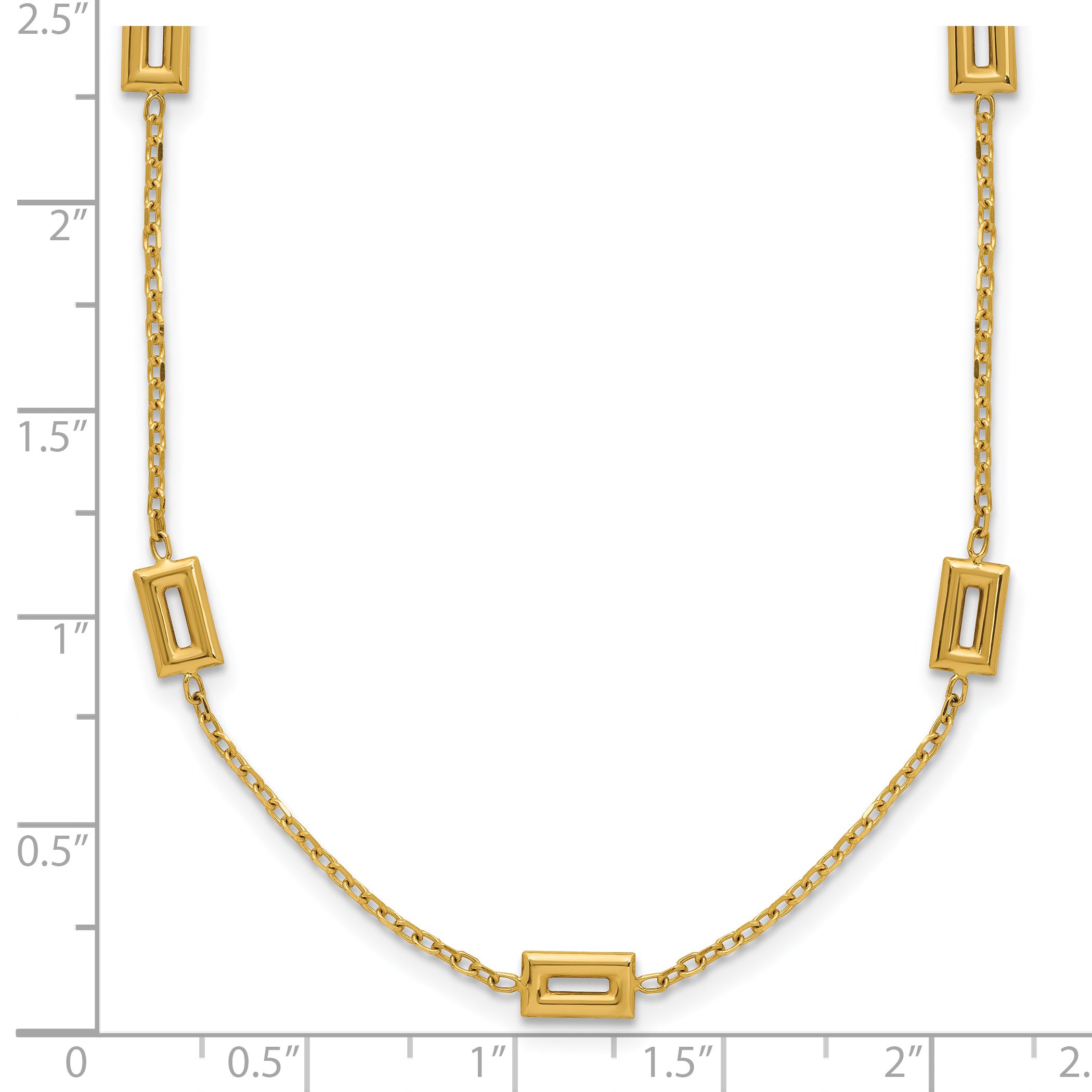 14K Polished Rectangle Station w/2in Ext. Necklace