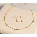 14K Polished Rectangle Station w/2in Ext. Necklace