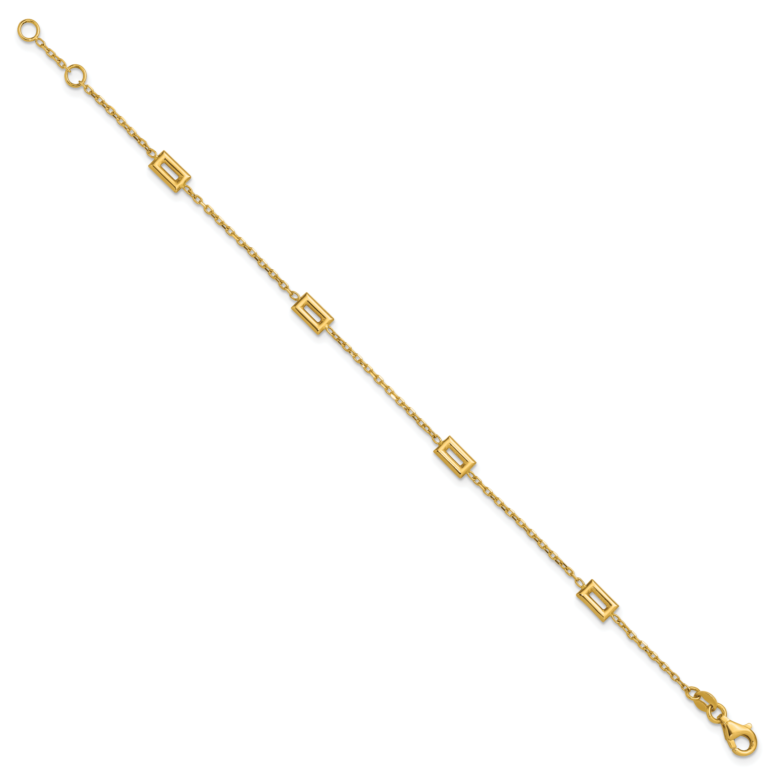 14K Polished Rectangle Station w/.5in Ext. Bracelet Secondary image