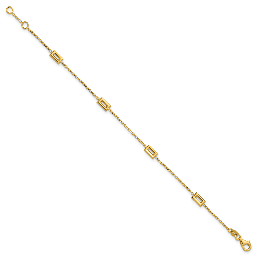 14K Polished Rectangle Station w/.5in Ext. Bracelet