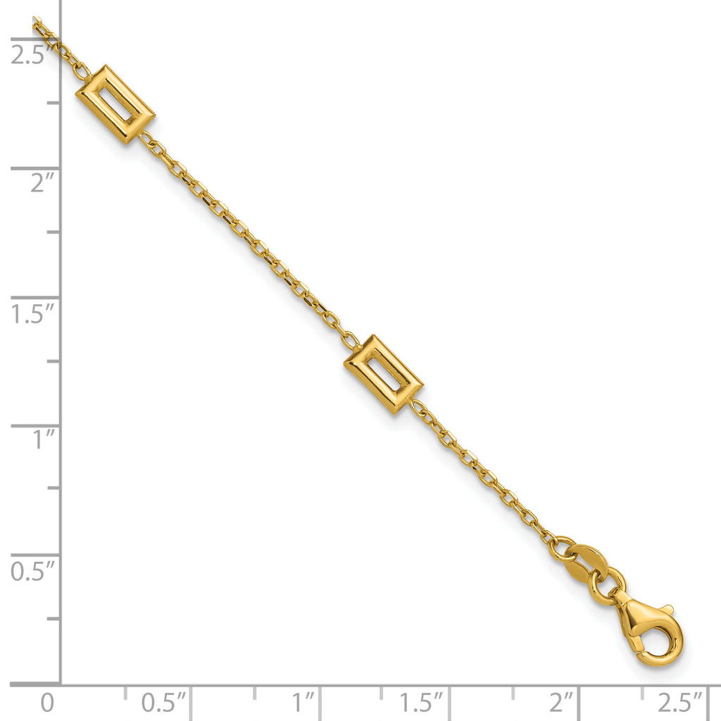 14K Polished Rectangle Station w/.5in Ext. Bracelet