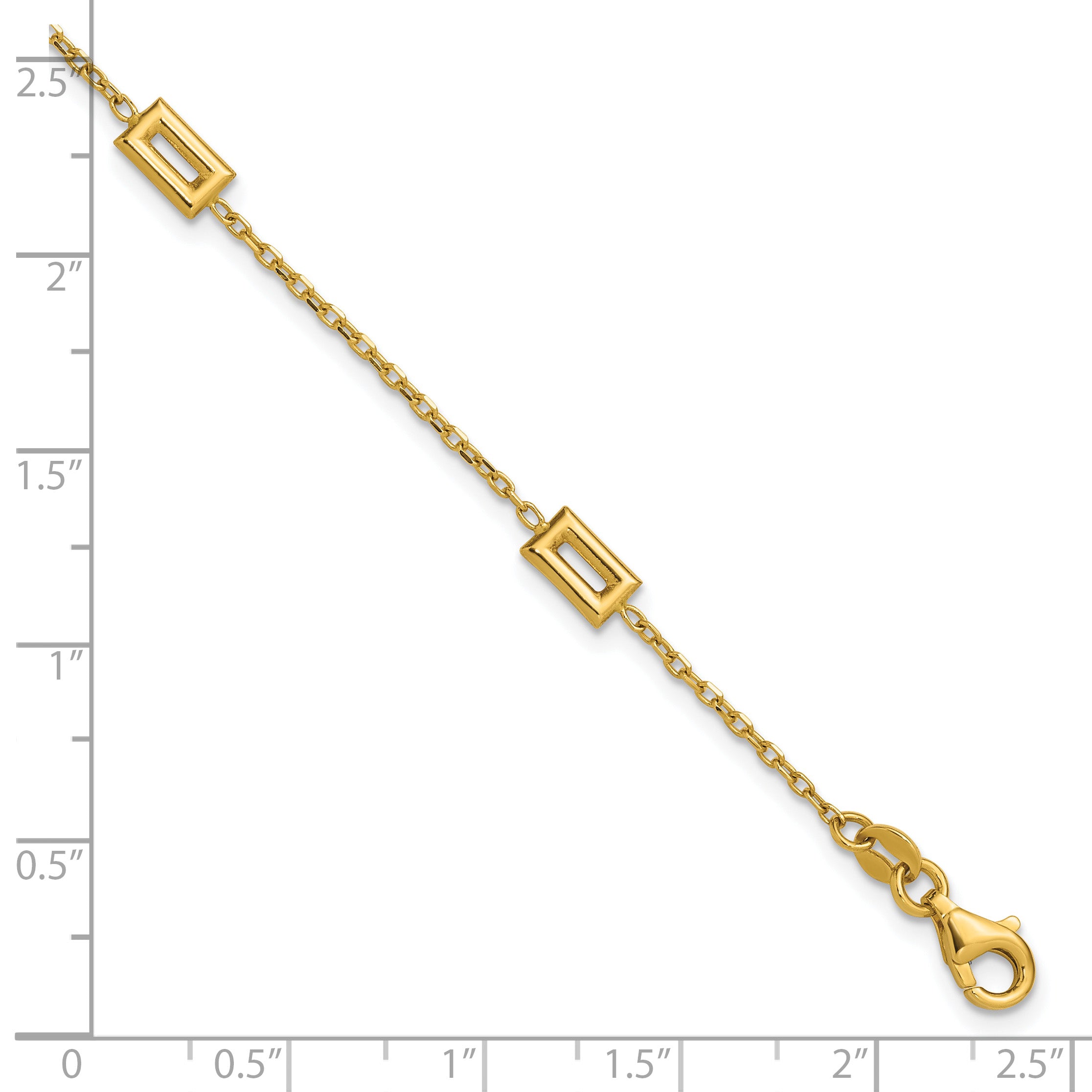 14K Polished Rectangle Station w/.5in Ext. Bracelet
